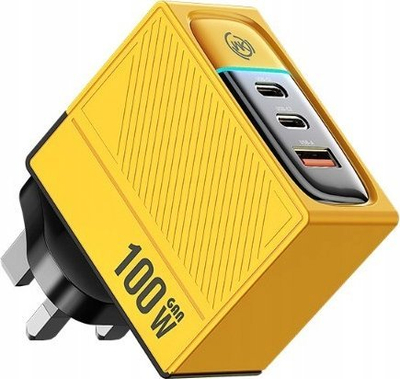 Karikues muri Wekome WP-U155, GaN 100W, 2x USB-C USB-A, i verdhë