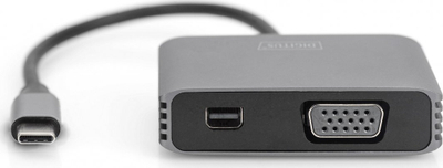 Видео адаптер Дижитус USB-Ц, мини дисплејпорт VGA, 4K, сив