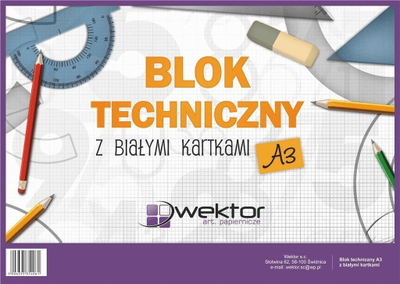 Bllok vizatimi Wektor A3, 140g, 10 fletë, set me 10 copa, i bardhë