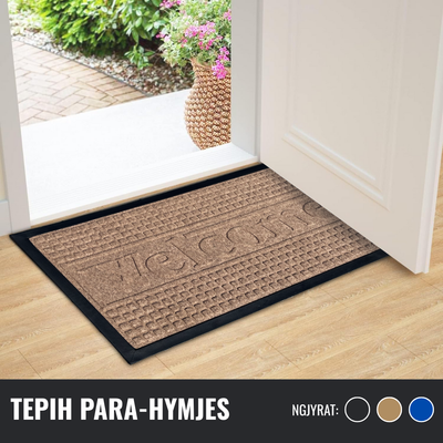 Tepih parahyrjes Nagavci Home Welcome, antirrëshqitës, 45x75 cm, i kaftë/zi