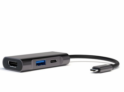 Adapter USB C 4smarts 3in1 Compact Hub DeX, HDMI, USB 3.0, gri metalik