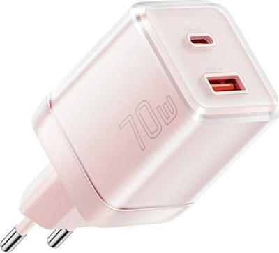 Karikues muri Yueqi 70W GaN, USB C dhe USB A, rozë