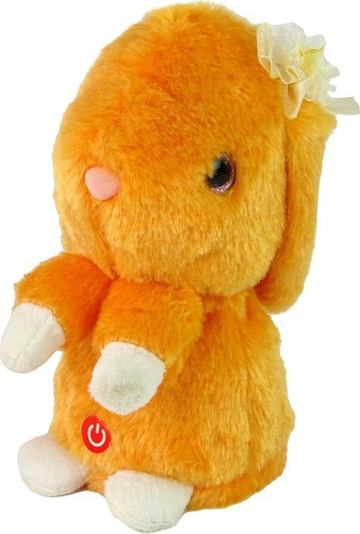 Lepurush pelushi interaktiv Leantoys Dancing Rabbit, përsërit tingujt, 20 cm, portokalli
