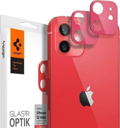 Xham mbrojtës kamere Spigen për Apple iPhone 12 Mini, i kuq, 2 copë