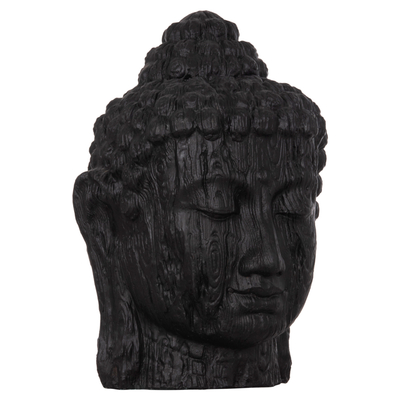 Figurë dekorative dyshemeje HomeMarkt Buddha Head XXL, 90x90x100cm, e zezë