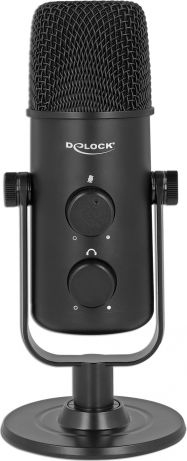 Mikrofon Delock 66822, kondensator USB, me bazë tavoline, i zi