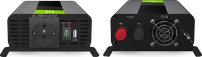 Инвертер за автомобил Green Cell PRO, 12V во 230V, 500W, црн