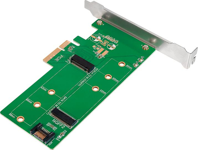 Adapter M.2 në PCIe LogiLink PC0083, PCIe 3.0 x4, për 2 SSD M.2, jeshil