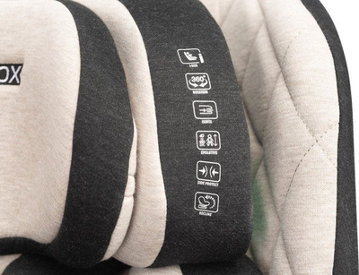 Sediolje për fëmijë Turox i-Size, rotacion 360°, ISOFIX, gri e zezë