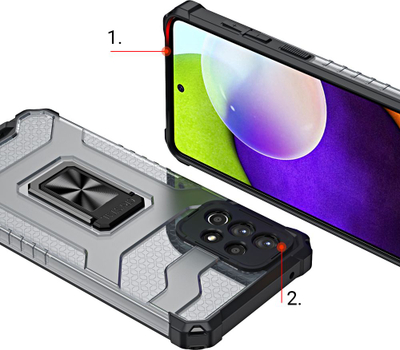 Mbulesë telefoni Hurtel Crystal Ring Case për Samsung Galaxy A72 4G, hibride me magnet, e zezë