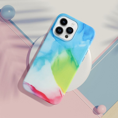 Mbrojtëse telefoni MagSafe për iPhone 14 Pro, lëkurë silikoni, color splash, shumëngjyrëshe