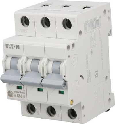 Ndërprerës i vogël trefazor Eaton xPole Home HN-C50/3, 3P, 50A, 6kA, AC
