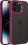 Mbështjellës telefoni Bracket Case për iPhone 15 Pro, me këmbë mbajtëse, pjesa mbrapa transparente, vjollcë e errët