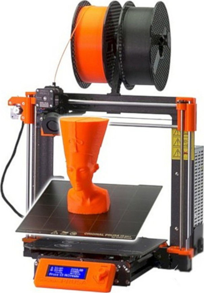 Printer 3D Prusa i3 MK3S, shtrat i ngrohët, filament i përfshirë, portokalli e zezë