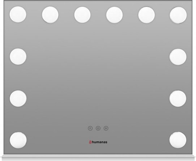 Pasqyra kozmetike Humanas HS-HM02 me LED, 55x45cm, e bardhë