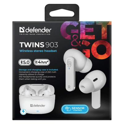 Kufje pa tela Defender Twins 903, Bluetooth, me kuti karikimi