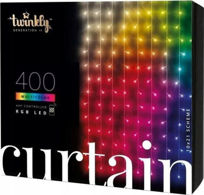 Dritë dekorative perde Twinkly Curtain, 400 LED RGBW, 1.5x2.1m, shumëngjyrëshe