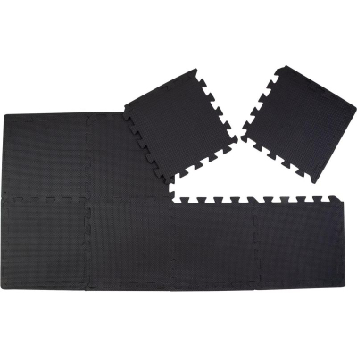 Сет подна подлога Pure2Improve Puzzle Mat, 8 делови, пластика, црна