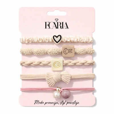 Set gomash flokësh ECARLA GUM193, me zbukurime, ngjyra pastel