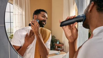 Trimmer për mjekër dhe flokë Philips 5000 BT5780/15, tehe metalike, BeardSense, i zi
