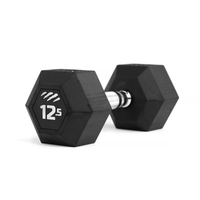 Hantel Tiguar HEX, 12.5 kg, gomë, i zi
