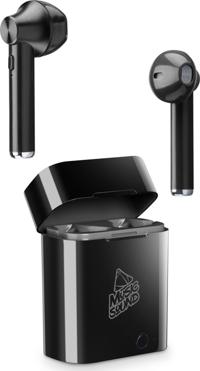Kufje wireless Cellularline Music Sound AQL, TWS in ear, Bluetooth, të zeza