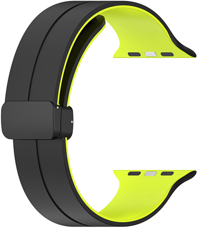 Rrip silikoni 4wrist për orë Apple 42/44/45/49 mm, i zi/verdhë