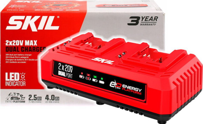 Karikues dual për bateri Skil CR1E3128AA, 20V, 2.4A, i zi