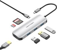 Docking station Vention USB C, HDMI 3x USB 3.0 SD TF PD 100W, 0.15m, gri