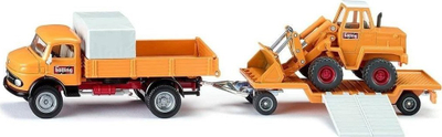 Set lodrash metalike Siku Mercedes-Benz 710 me ngarkues Kramer 411, model 4117, portokalli