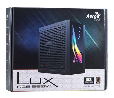 Furnizim energjie AeroCool LUX RGB 550W, 80Plus Bronze, 12cm, i zi