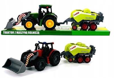 Lodër traktor Gazelo Toys 4310, me rimorkjo që bën balota kashte, shumëngjyrëshe
