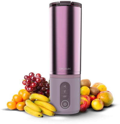 Blender personal Cecotec Power Titanium Shake2Go Candy Steel, 600 ml, pa kabllo, rozë metalike