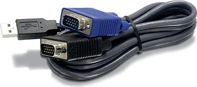 Kabllo KVM TRENDnet TKCU06, 1.8m, USB VGA, e zezë