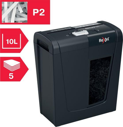 Makinë për grisje dokumentesh Rexel Secure S5 P-2, 10L, për shpi dhe zyrë