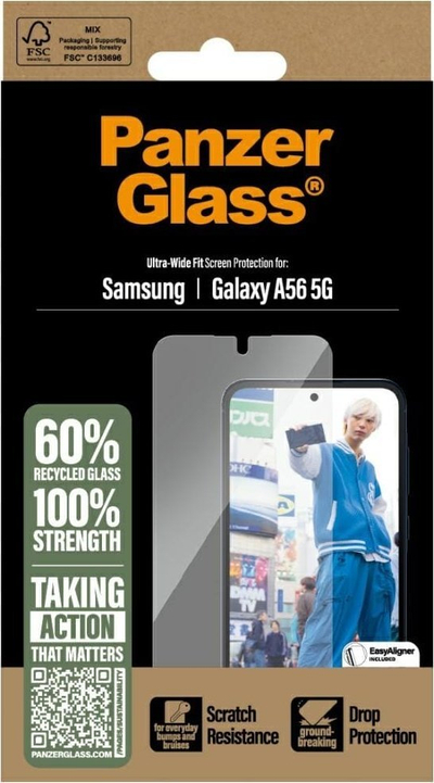 Strehues ekrani CARE by PanzerGlass Ultra Wide Fit për Samsung Galaxy A56 5G, xham mbrojtës, shumë i tejdukshëm