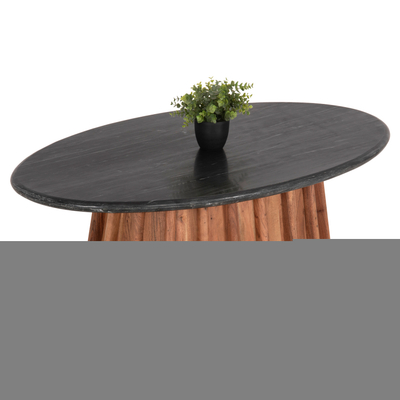 Tavolinë dhome dite DRAXX HM9934, ovale, mermer i zi, 120x70x38 cm