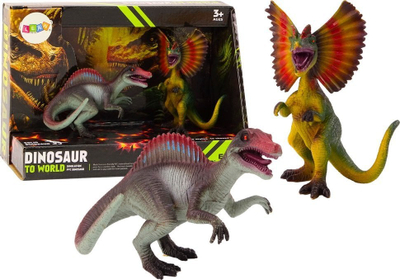 Set lodrash dinosaur Spinosaurus dhe Dilophosaurus, 2 figura, PVC, multingjyrëshe