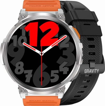 Паметен часовник Gravity GT23 4, екран 1.85\", Bluetooth, сребрен со црн ремен