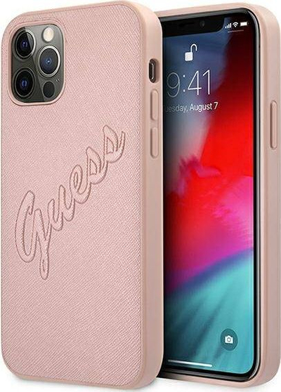 Mbrojtëse telefoni Guess GUHCP12MRSAVSRG, iPhone 12 12 Pro 6.1", Saffiano, rozë