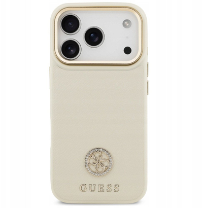 Mbulesë telefoni Guess Grained Strass Logo MagSafe, për iPhone 17 Pro, bezhë