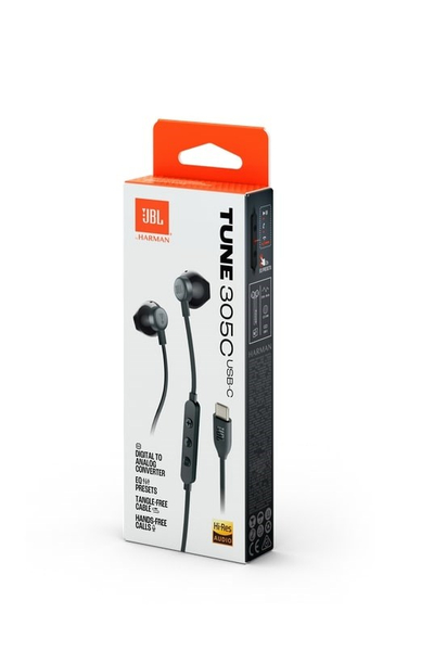 Kufje me kabllo JBL Tune 305C, USB Type C, në vesh, të zeza
