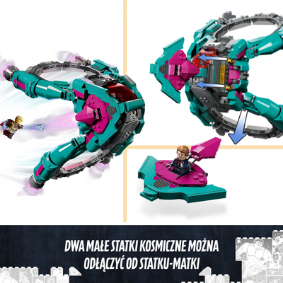 Lodër ndërtimi LEGO Marvel Guardians Ship 76255, set me anije kozmike, minifigura superheronjsh, shumëngjyrëshe