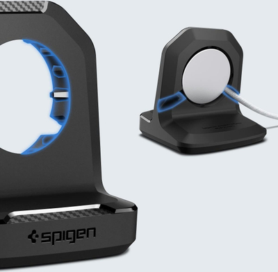 Mbajtëse karikuesi Spigen Rugged Armor Stand për Apple Watch, TPU i qëndrueshëm, e bardhë