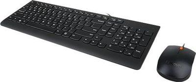 Set tastierë dhe maus Lenovo 300 USB, me kabllo, US English, i zi