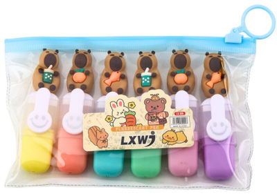 Set markera Lean Capybara Highlighter, 6 copë, shumëngjyrësh