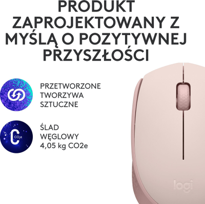 Set maus me mousepad Logitech M171, wireless 2.4 GHz, Studio Series, rozë me grafit