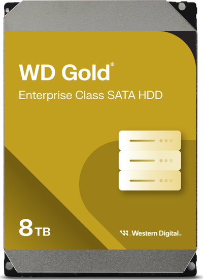 Disk i fortë për server Western Digital WD Gold, 8TB, SATA III 7200rpm, ngjyrë e artë