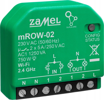 Kontrollues ndriçimi Zamel Supla mROW-02, mini WiFi, 2 kanale