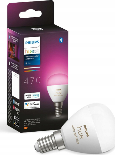 Паметна сијалица Philips Hue 8719514491229, LED E14 5.1W, 16 милиони бои, Bluetooth